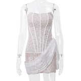 Avrilyaan White Lace Strapless Sexy Dress For Women  Robes Elegant Evening Party Dress Bodycon Mini Summer Dress Vestidos