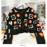 2022 Fall Women's Crochet Cardigans Multicolor Y2k Vintage Knitted Sweaters Long Sleeve Loose Coats Warm Sweaters 3 Colors