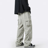 HOUZHOU Cargo Pants Men Zipper Oversize Wide Leg Trousers Male Streetwear Hip Hop Casual Korean Japanese Pocket Safari Style