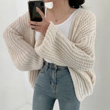 greatnfb  Vintage Harajuku Lantern Sleeve Women Cardigan Sweater Casual Korean Fall Streetwear Tops Coat Chic Lazy Wind Y2k Sweater