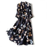 greatnfb  Summer Large Size Dress Vintage Chiffon Printed Dress Loose Skirt Woman Dress Vestido De Mujer Femme Robe