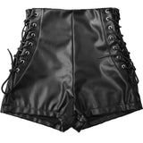 811 # New Sexy Summer and Autumn Stretch Plus Size Tight Black Faux Leather Shorts Casual Shorts Leather Pants for Women