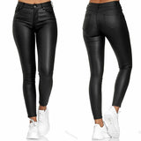 Women PU Leather Pants Black Sexy Stretch Bodycon Trousers Women High Waist Long Casual Pencil Pants Plus Size S-3XL