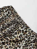 Vintage Leopard Women Pants Casual Lace Up Wide Leg High Waist Loose All-match Trouser 2024 Summer Fashion Lady Y2k Streetwear
