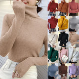 New Knitting Pullover Sweater Long Sleeve Bottom Shirt Slim Turtleneck Sweaters Autumn Winter Soft Blouse Jumpers For Women 2023