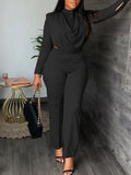 Sexy Off Waist Long Sleeve Shirt Trousers Office Lady Spring Summer Fashion Elegant Solid Pants Two Piece Set Women Outfit 2024