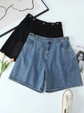 Good Quality Plus Size Denim Shorts Women 2023 Summer High Waist Straight Jeans Bottoms Oversized Curve Clothes