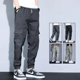 greatnfb  Trendy Men Pants Soft Fabric Multi Pockets Elastic Waist Spring Summer Cargo Pants Wear-resistant Jogger Trousers Simple Clothes