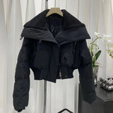 greatnfb Women Autumn Winter Short Parkas Jackets 2024 Casual Stand collar Zipper Outwear Coats Female Winter Jackets parkas Coats