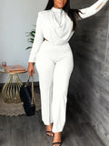 Sexy Off Waist Long Sleeve Shirt Trousers Office Lady Spring Summer Fashion Elegant Solid Pants Two Piece Set Women Outfit 2024