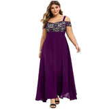 Plus Size Women Plus Size Cold Shoulder Floral Lace Maxi Party Evening Camis Long Dress New Fashion Simple Versatile Clothing