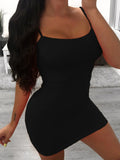 LW BASICS Plus Size Bodycon Cami Dress Sexy Spaghetti Strap Mini Dress Women Bodycon Club Party Dresses Female Black Sundress