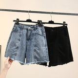 Plus Size Women Denim Shorts 2023 Summer Fashion Straight Jeans Loose Hot Pants Oversized Curve Clothes J4-1048