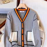 greatnfb Women Cardigans Oversized Sweater V Neck Loose Knitwear Single Breasted Casual Knit Cardigan Outwear Winter Casual Jackets