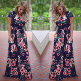 greatnfb  Summer Maxi Dress Women  Pink Floral Print Boho Beach Dress Ladies Evening Party Long Dress Sundress Vestidos de festa 3XL