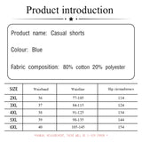 Plus-size women's summer casual denim shorts Classic all-in-one design Blue washed denim multi-pocket home commuter high-waisted