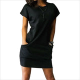 2023 New Fashion Women Dress Summer Mini Dress Short Sleeve Mini Dress Round Neck Beach Dress