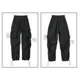 greatnfb  Streetwear 2024 Spring Harem Casual Pants Men Elastic Waist Solid Color Cargo Pants Multi Pocket Loose Baggy Pants For Women