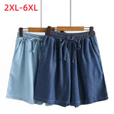 New 2022 Ladies Summer Plus Size Jeans Shorts For Women Large Size Loose Blue Wide Leg Denim Shorts 3XL 4XL 5XL 6XL