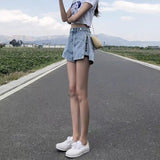 Short Pants for Woman To Wear Jeans Wide Mini Denim Women's Shorts Punk Print Low Price Elasticty Normal Fashion Y2k Harajuku XL