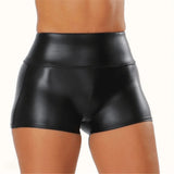 Sexy Nightclub Leather Shorts Women High Waist Stretch Push Up Black Short Leather Pants Sports Fitness Female Sexy Slim Shorts