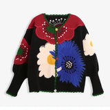 greatnfb  Vintage Flower Embroidery Knitted Top High Quality Women Fashion Cardigan 2024 Autumn/Winter New in Chic Sweater Coat