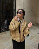 greatnfb  TRAF Sequins Woman Bomber Jackets for Women 2024 Spring Chic Streetwear Coat Female Stand Collar with Pocket New In Outerwear