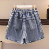 New 2022 Summer Plus Size Women Jeans Shorts For Women Large Size Blue Pocket Cotton Denim Shorts 3XL 4XL 5XL 6XL 7XL