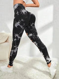 Women Tie Dye Hollow Out Leggings Sports Pants Fitness Sportswear Sexy High Waisted Push Up Gym Tights Running Leggings