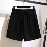 New 2022 Ladies Summer Plus Size Shorts Women Large Size Loose Casual Wide Leg Button Pocket Black Shorts 3XL 4XL 5XL 6XL 7XL