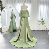 Sharon Said Luxury Dubai Sage Green Evening Dress Arabic Lilac Blue Beaded Fuchsia Cape Elegant Women Wedding Party Dress SS238