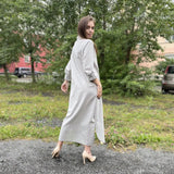 2024 Spring Cotton Linen Women's Long Dress White Long Sleeve Elegant Shirt Dresses Female Loose Fashion Beach Clothes Ladies