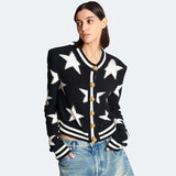 greatnfb  Star Jacquard Knit Cardigan Women Sweater Luxury Design Iconic Lion Gold Button Femme Clothing Buckle Tops Autumn Winter Coat