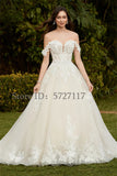 Elegant Sweetheart Tulle Wedding Dress Sequins Appliques Lace Off Shoulder Bridal Gown Party Custom Made