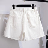 New 2022 Summer Plus Size Women Jeans Shorts For Women Large Size Black White Pocket Cotton Denim Shorts 3XL 4XL 5XL 6XL 7XL