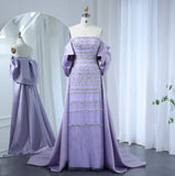 Sharon Said Luxury Dubai Sage Green Evening Dress Arabic Lilac Blue Beaded Fuchsia Cape Elegant Women Wedding Party Dress SS238