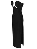 Women Winter Sexy Strapless Backless Split Black Maxi Long Bodycon Bandage Dress 2022 Elegant Evening Party Club Dress Vestidos