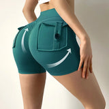 greatnfb  TRY TO BN Women Sport Shorts Pockets Gym Sexy High Waist Workout Push Up Booty Scrunch Biker Shorts Pants Fitness Cycling Tights