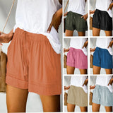 Casual Shorts for Women'sSummer New European and American High Waisted Lace Up Loose Twill Wide Leg Pants