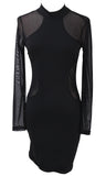 greatnfb Women Sexy Bodycon Dress Evening Party Cocktail Dress Transparent Long Sleeve Clubwear Dress