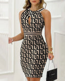 New Sexy Women Black Rhinestone Decor Sleeveless Party Dress Elegant Halter Bodycon Mini Skinny Dresses