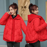 greatnfb Winter Jackets for Women 2024 New Fashion Fake Two Pieces Short Parkas Korean Style Winter Women's Cold Coat Hooded