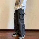 greatnfb  Streetwear 2024 Spring Harem Casual Pants Men Elastic Waist Solid Color Cargo Pants Multi Pocket Loose Baggy Pants For Women