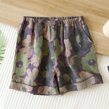 2023 New Summer Women's Pajamas 100% Cotton Shorts Yarn-dyed Jacquard Shorts Women's Loose Home Pants Thin Home Pants Pajamas