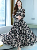 Long Sleeve Fashion Floral Evening Dress Casual Spring 2023 Clothes For Women Vintage Elegant Chiffon Tulle Party Maxi Dresses