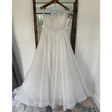 New Design  Boat Neck Detachable Puff Sleeve  Pleats A-Line Wedding Dresses Bridal Gowns Vestido De Noiva Custom Made