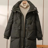 2023 New Women Long Down Cotton Jacket Korean Loose Cotton Coat Winter Thicken Warm Women Parkas Winter Outwear Hooded Coat