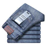 New Spring Autumn Men Classic Jeans Business Fashion Straight Regular Blue Stretch Denim Trousers Men's Smart Jeans