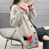 Knitted top cardigan women's fashion aesthetic purse sweater jacket 2024 spring new mixed color sweater cardigan women