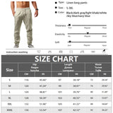 Men's Cotton Linen Long Pants Summer Solid Color Breathable Linen Trousers Male Casual Elastic Waist Casual Pants Harajuku Trous